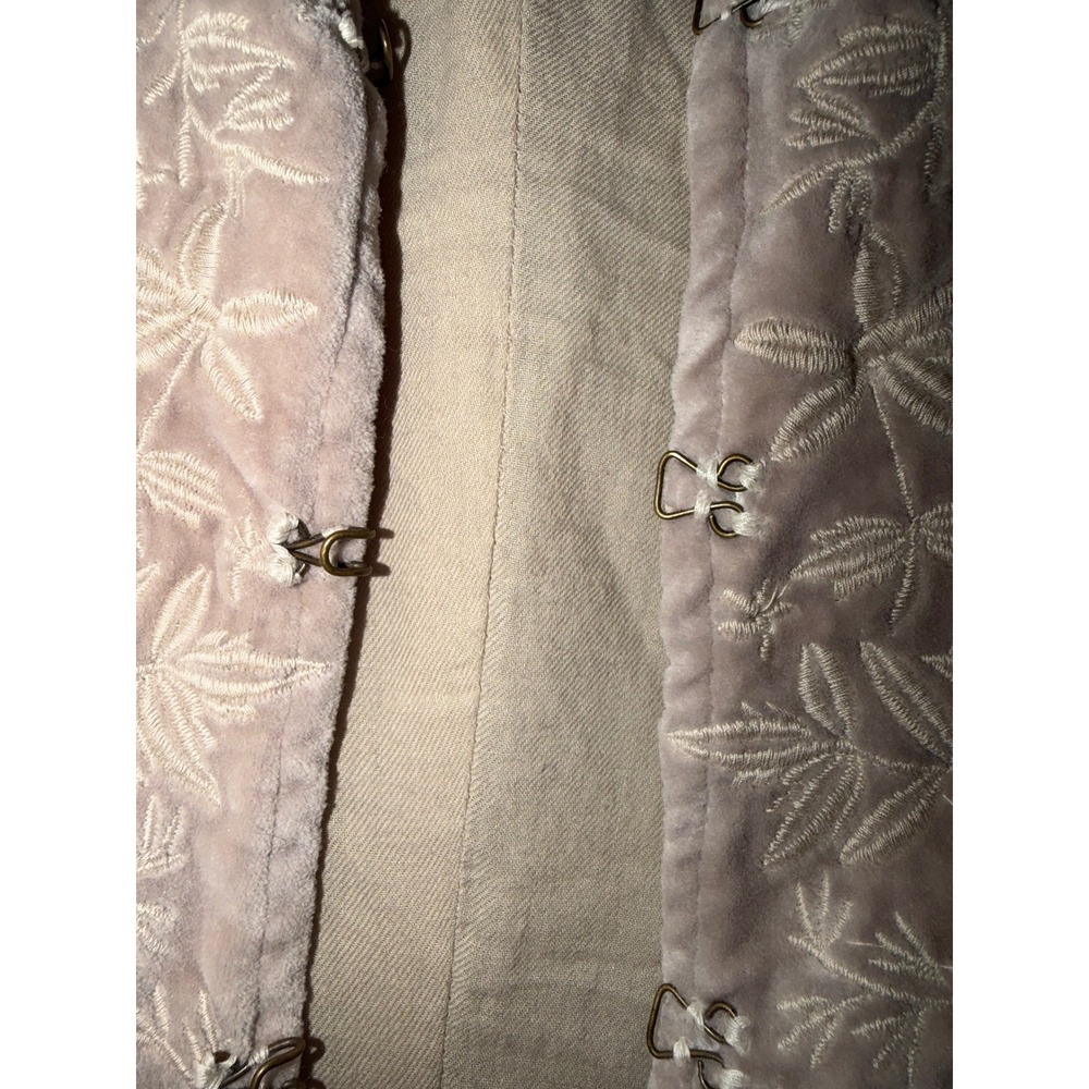 Magnolia Pearl Embroidered Velvet coat Taupe Cotton One Size - Picture 6 of 8